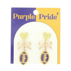 Gameday Heart Bow Football Drop Earrings | Mixtshop LLC