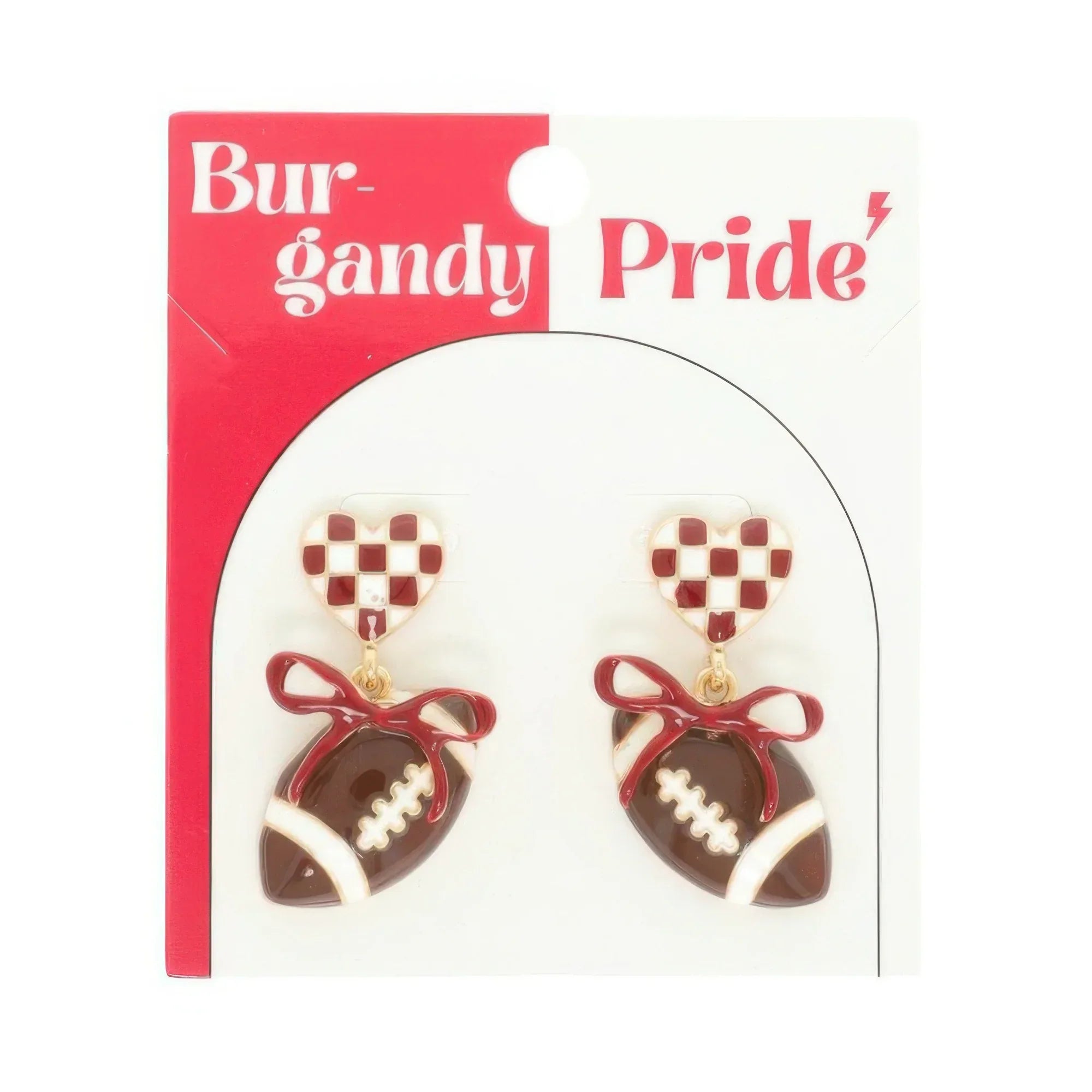 Gameday Heart Bow Football Earrings | Mixtshop LLC