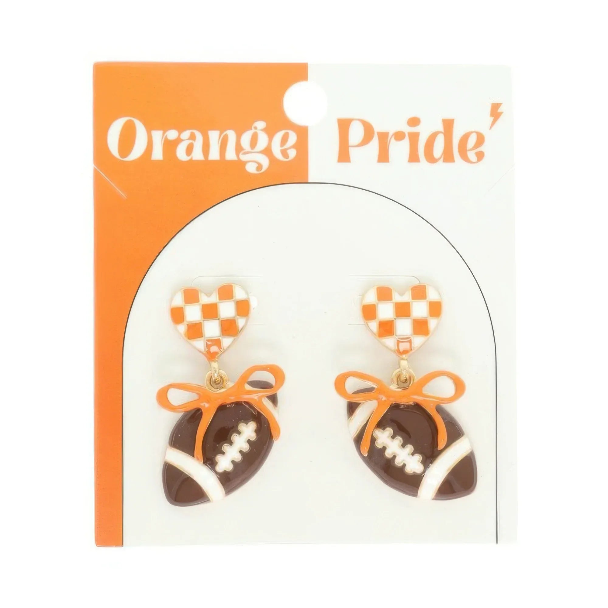 Gameday Heart Bow Football Earrings | Mixtshop LLC