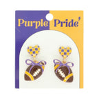 Gameday Heart Bow Football Earrings | Mixtshop LLC