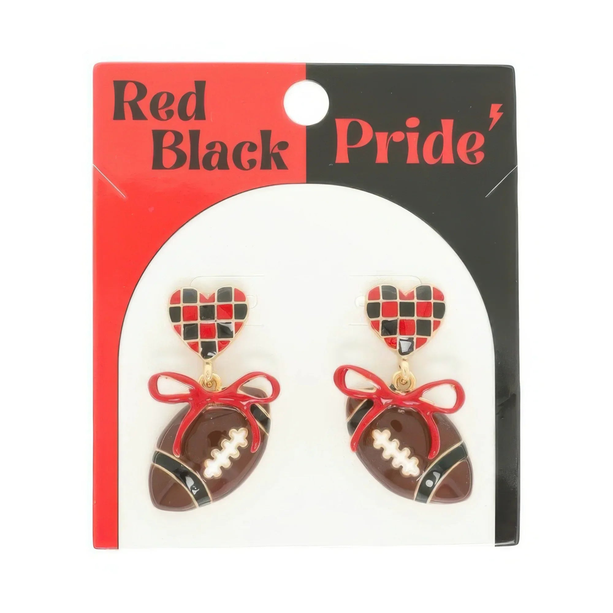 Gameday Heart Bow Football Earrings | Mixtshop LLC