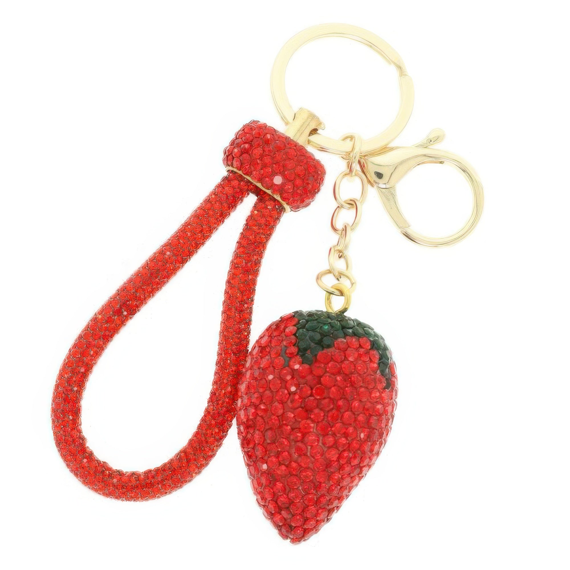 Rhinestone Strawberry Wristlet Keychain Secondary image