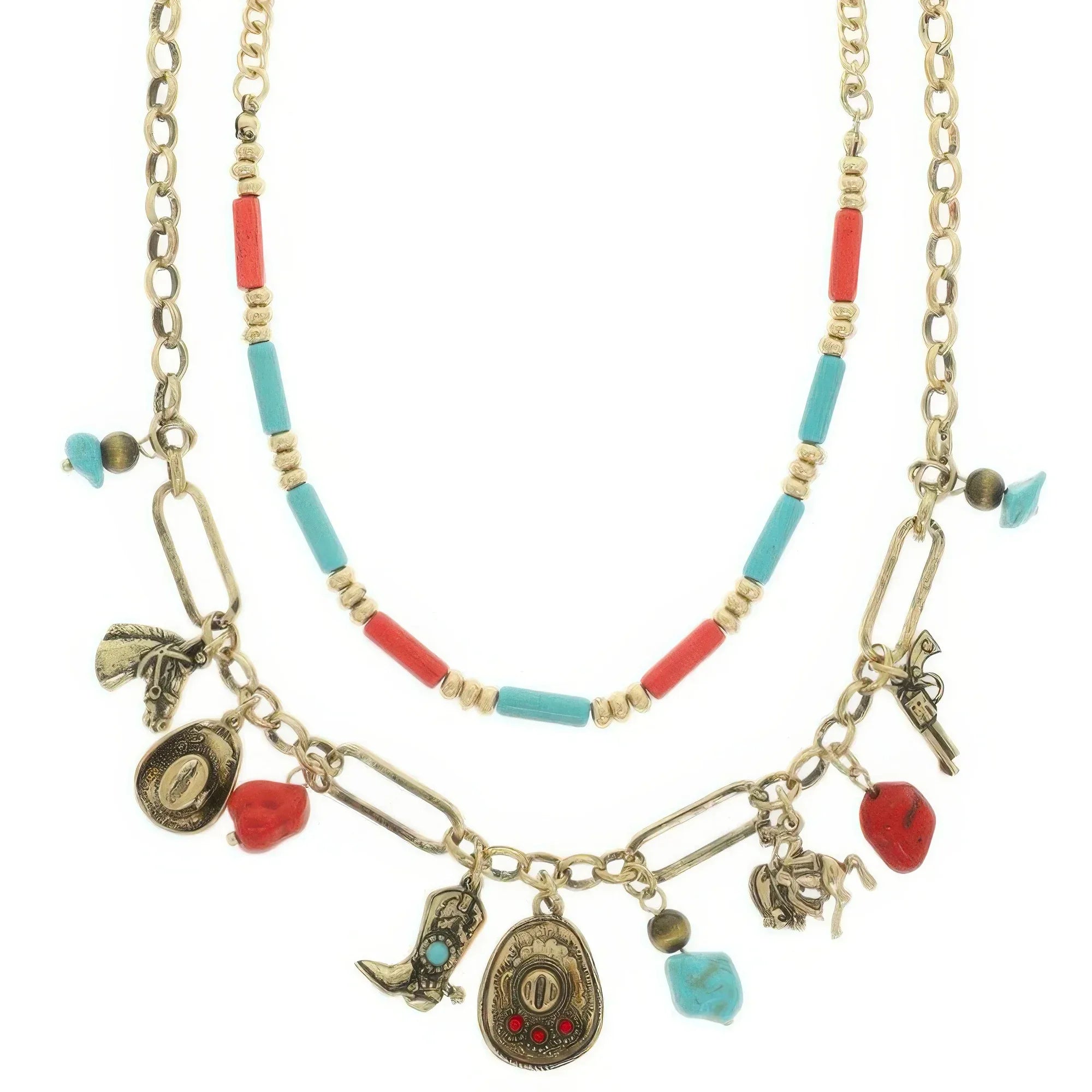 Western Theme Turquoise Charm Necklace Set | Mixtshop LLC