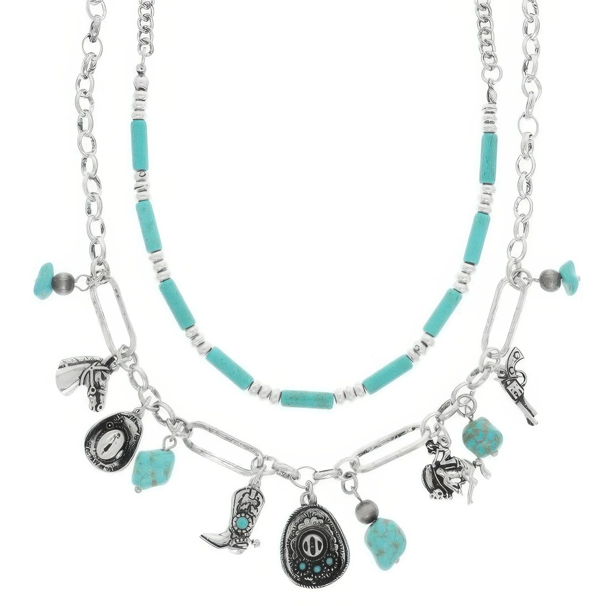 Western Theme Turquoise Charm Necklace Set | Mixtshop LLC