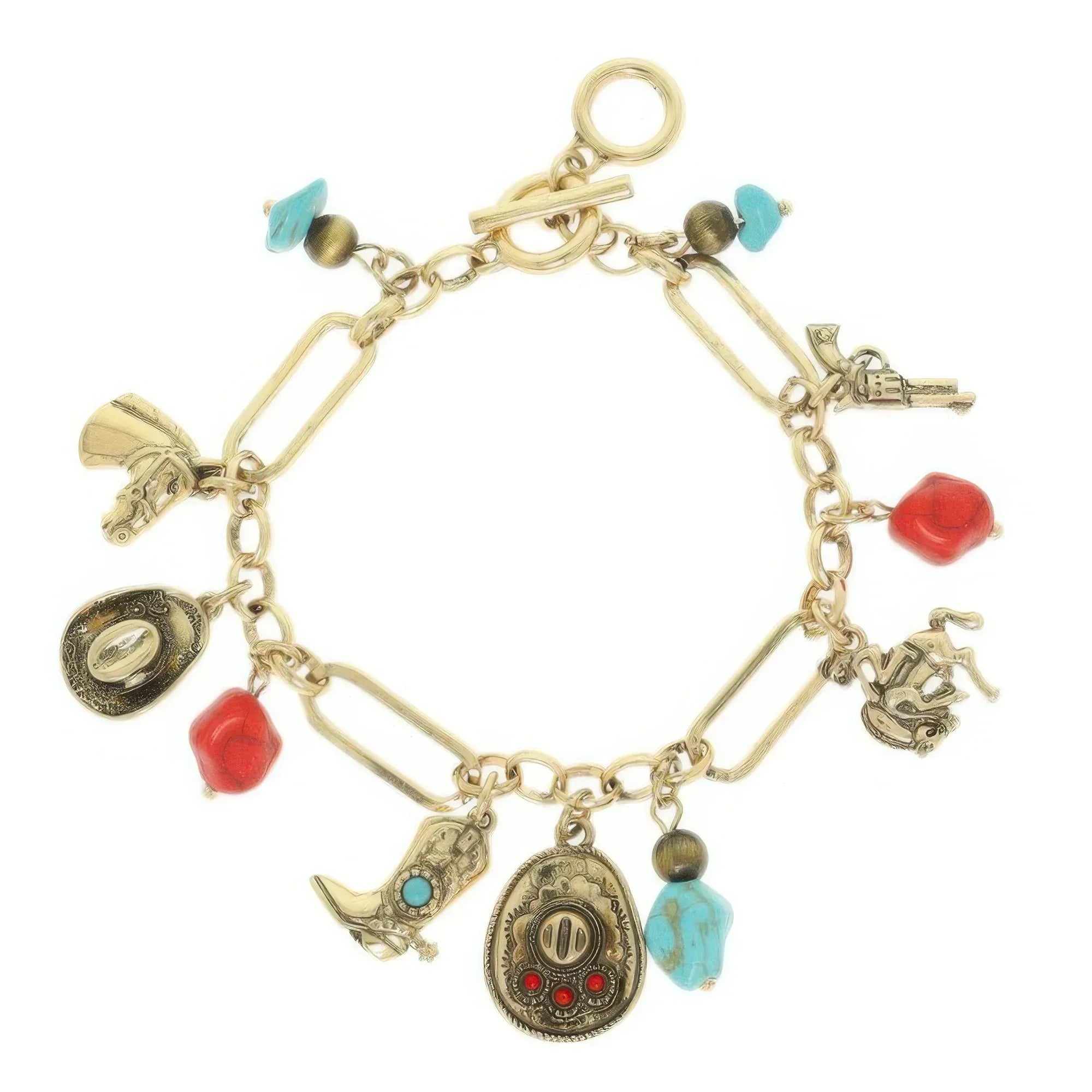 Western Theme Charm Bracelet With Toggle | Mixtshop LLC Main image