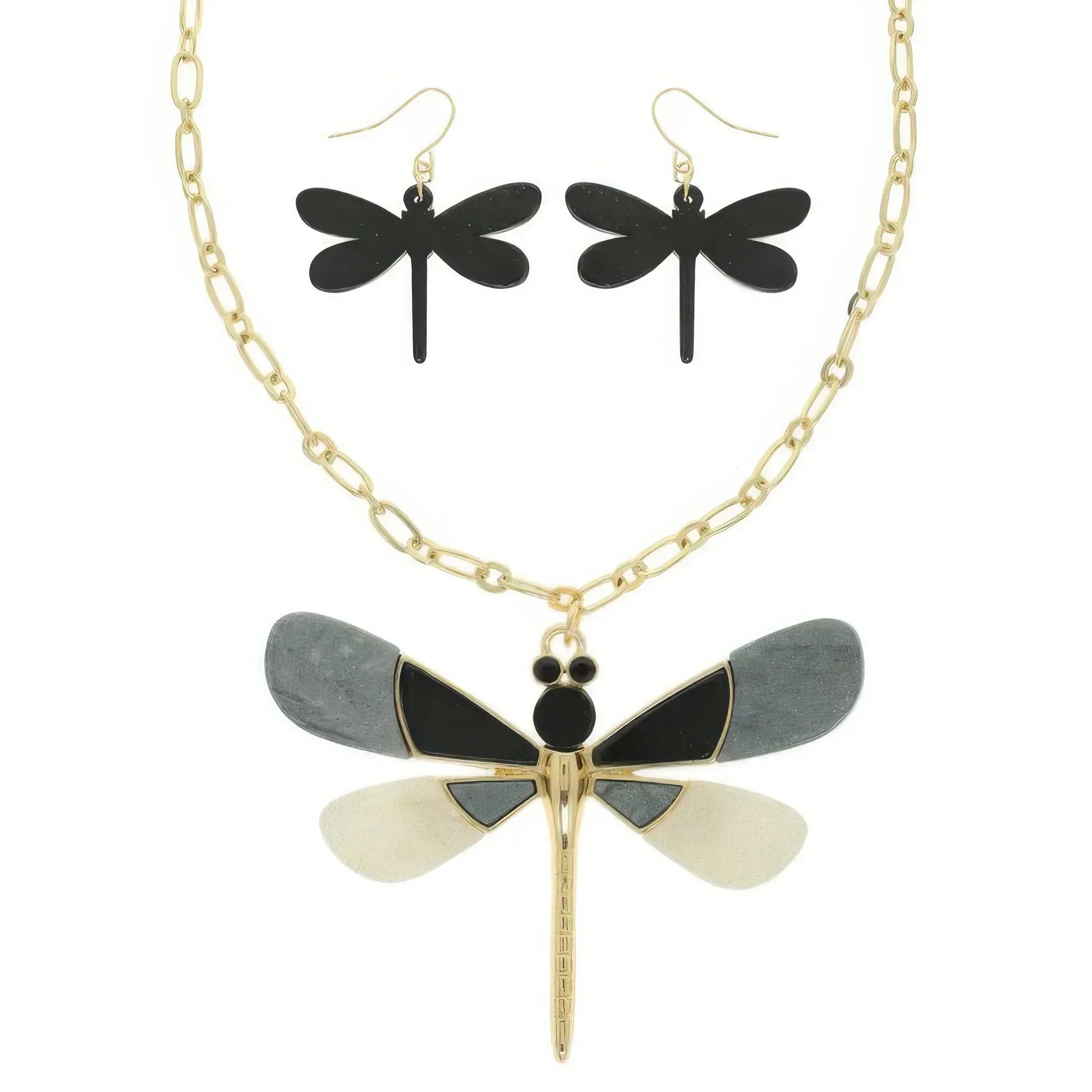 Dragonfly Necklace Set With Earrings | Mixtshop LLC