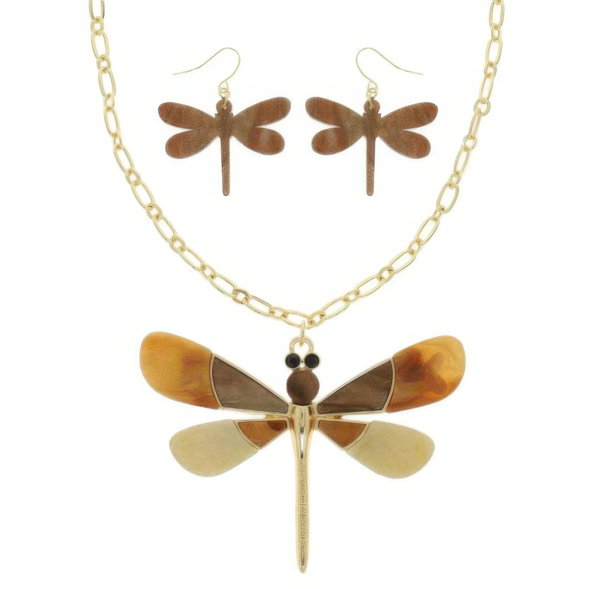 Dragonfly Necklace Set With Earrings | Mixtshop LLC