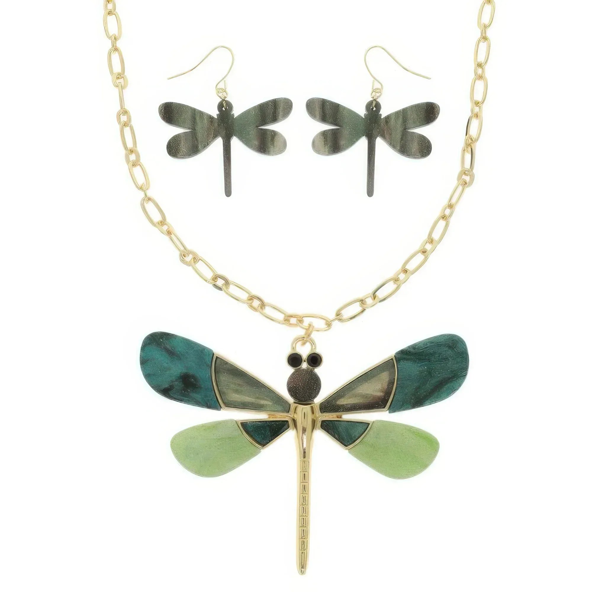 Dragonfly Necklace Set With Earrings | Mixtshop LLC