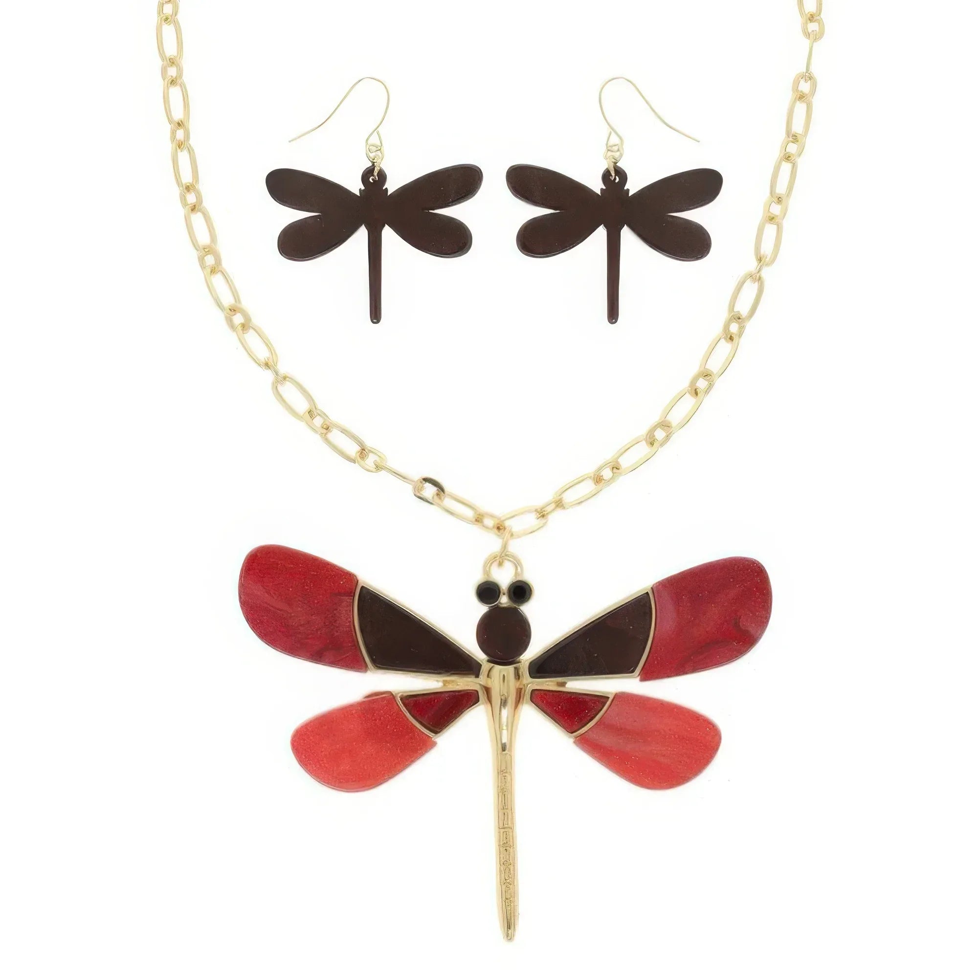 Dragonfly Necklace Set With Earrings | Mixtshop LLC