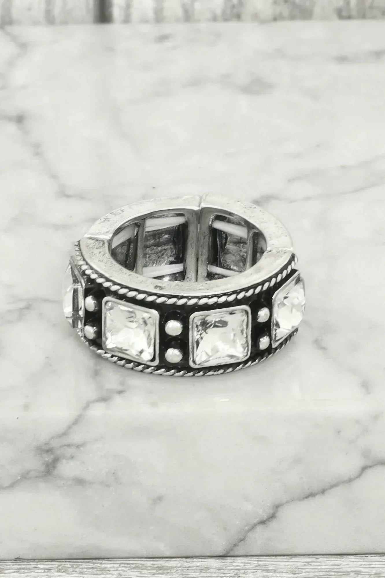 Western Square Jeweled Stretch Ring | Mixtshop LLC