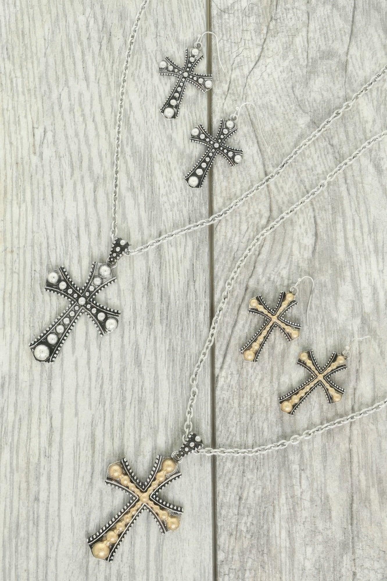 Western Bubble Beaded Cross Necklace Set | Mixtshop LLC