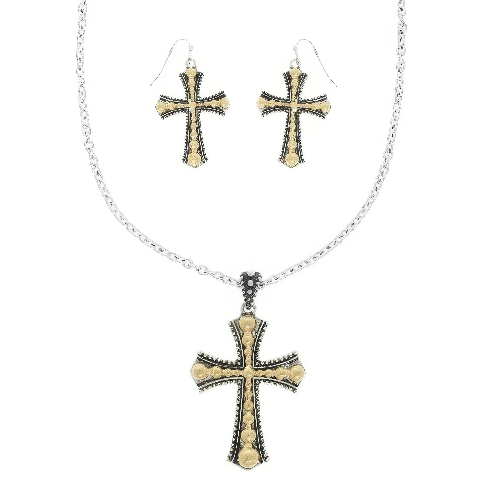 Western Bubble Beaded Cross Necklace Set | Mixtshop LLC