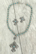 Western Turquoise Cross Necklace Set | Mixtshop LLC