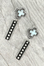 Western Turquoise Cross Concho Earrings | Mixtshop LLC