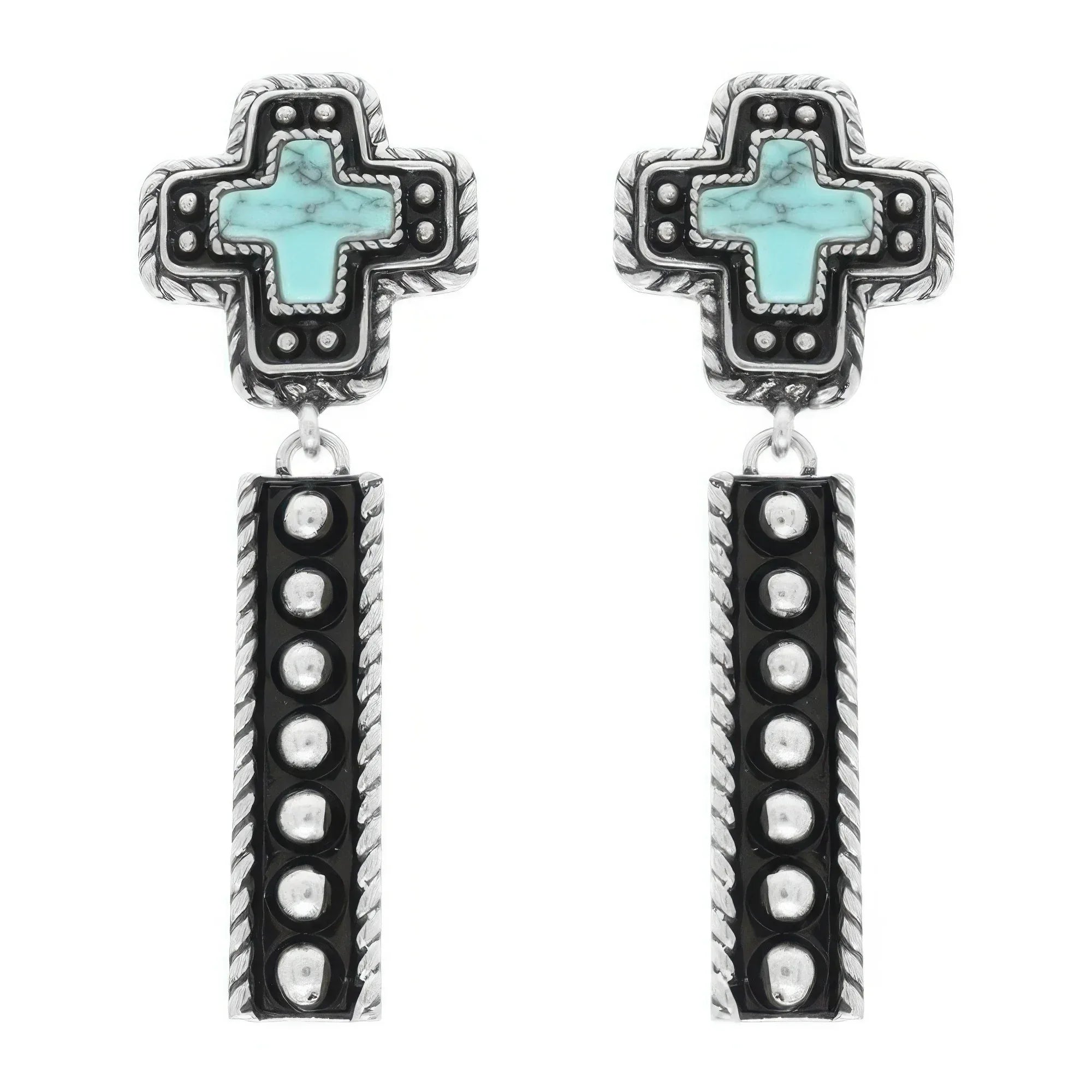 Western Turquoise Cross Concho Earrings Secondary image