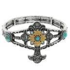 Western Turquoise And Crystal Cross Bracelet | Mixtshop LLC