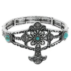 Western Turquoise And Crystal Cross Bracelet | Mixtshop LLC