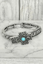 Western Turquoise Filigree Cross Bracelet | Mixtshop LLC