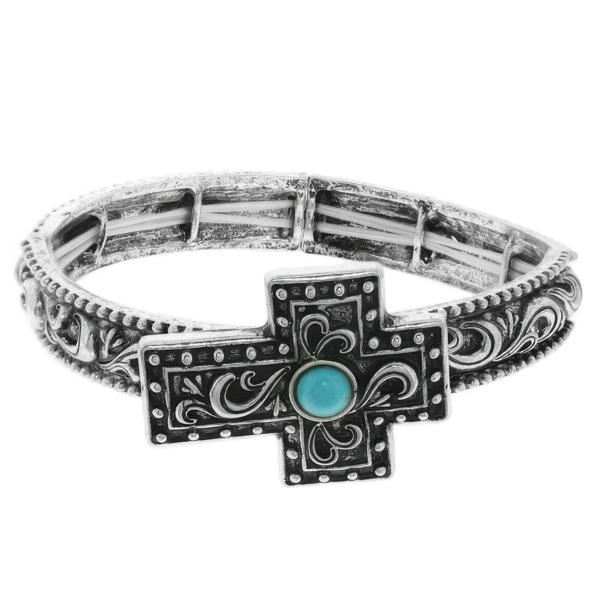 Western Turquoise Filigree Cross Bracelet Secondary image