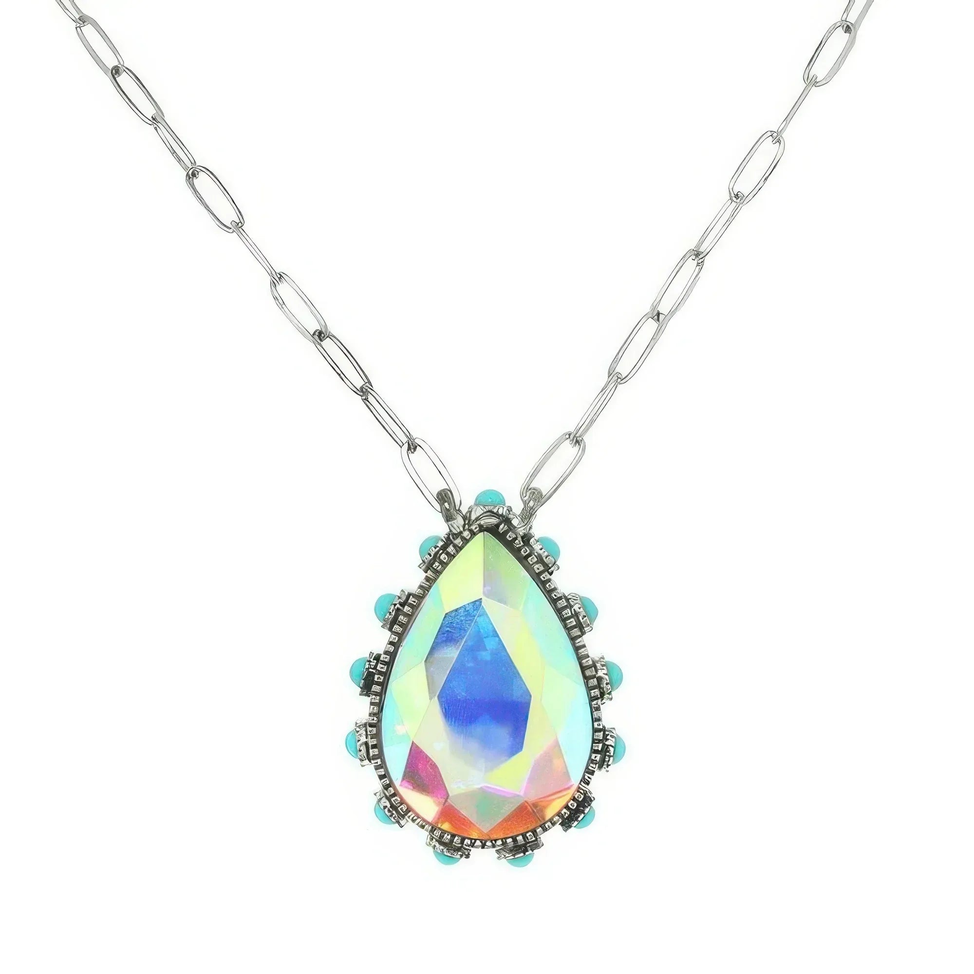 Western Teardrop Cut Gemstone Turquoise Necklace | Mixtshop LLC Main image