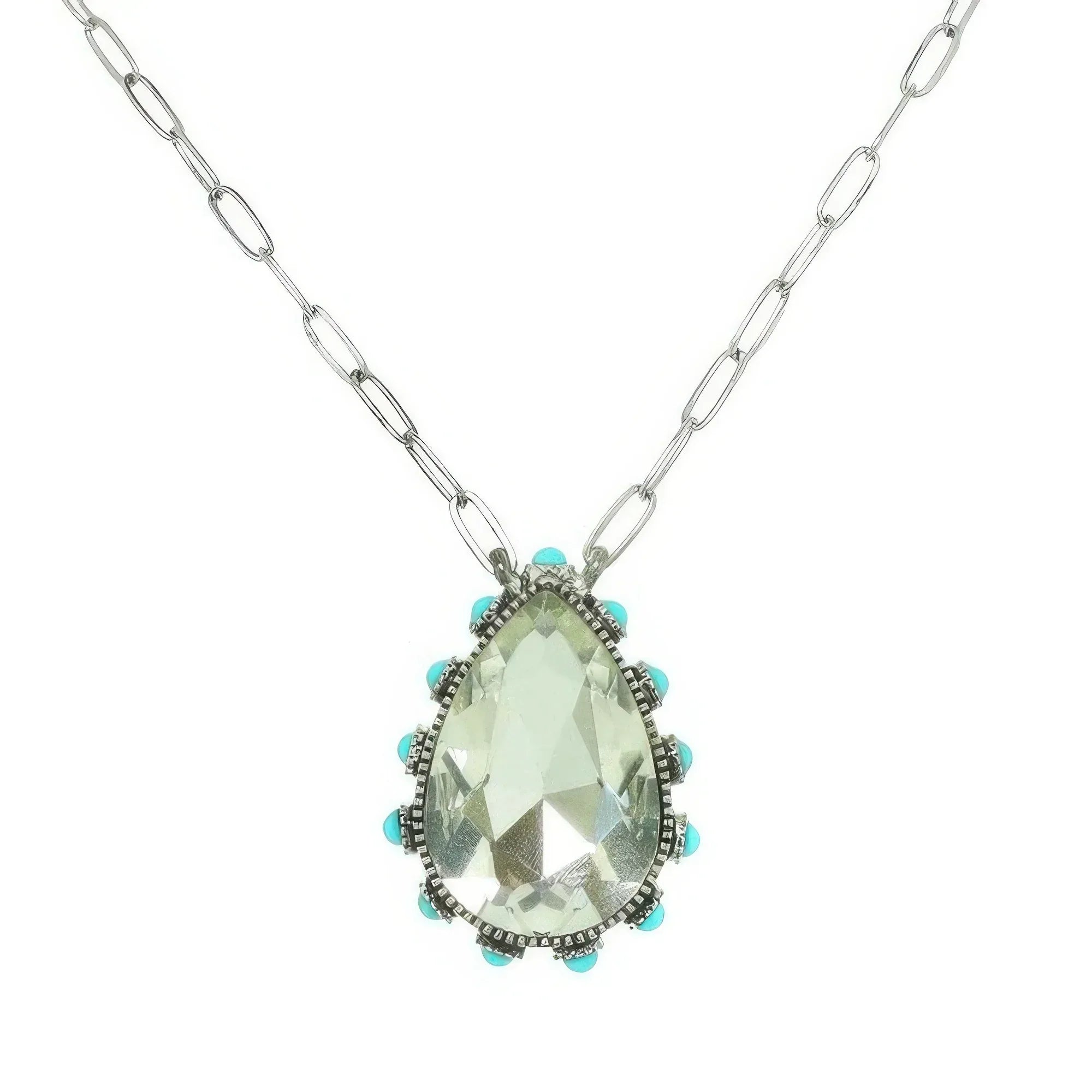 Western Teardrop Cut Gemstone Turquoise Necklace | Mixtshop LLC