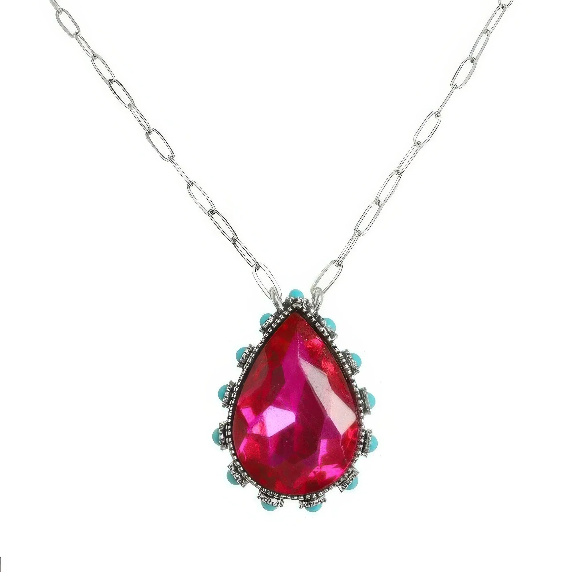 Western Teardrop Cut Gemstone Turquoise Necklace | Mixtshop LLC