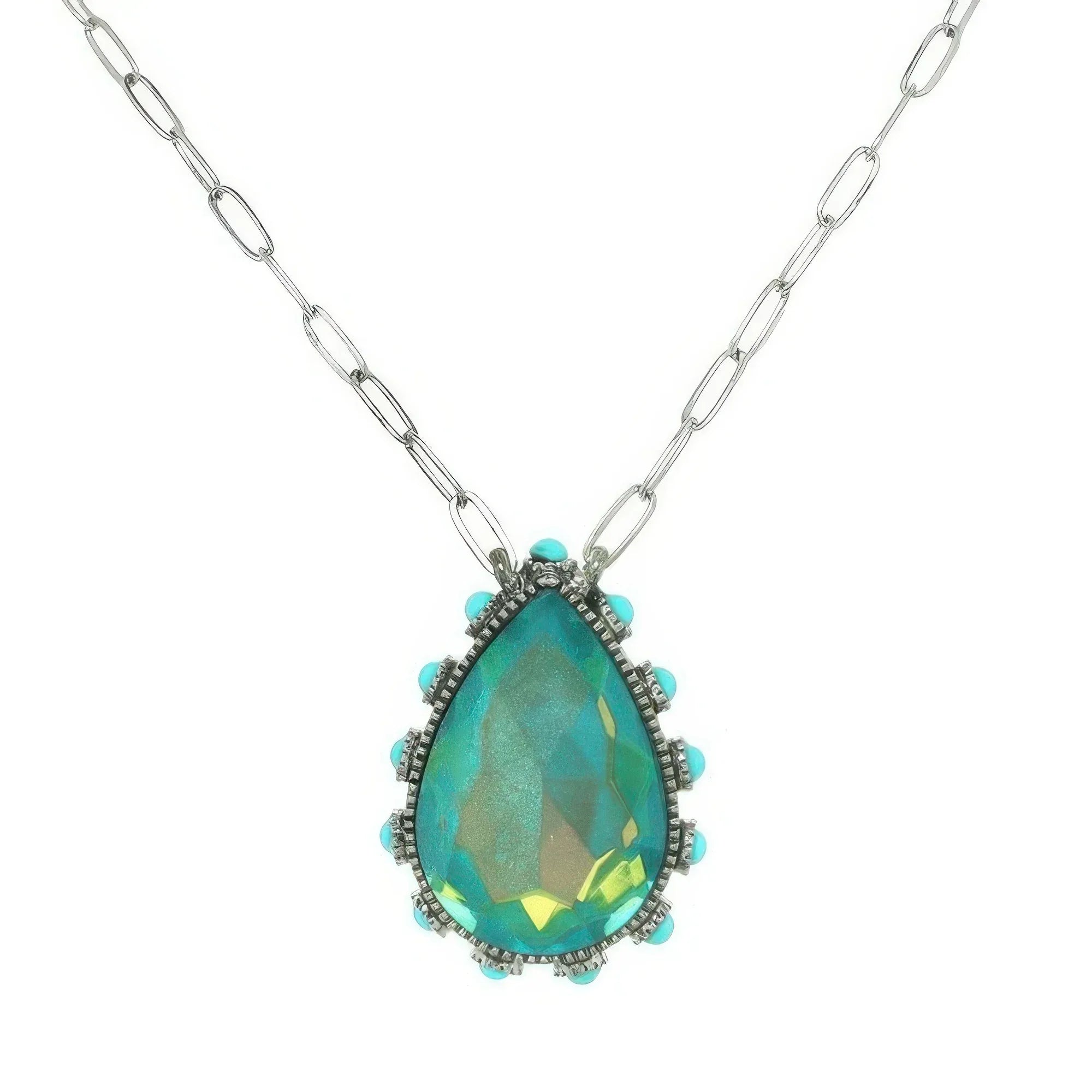 Western Teardrop Cut Gemstone Turquoise Necklace | Mixtshop LLC