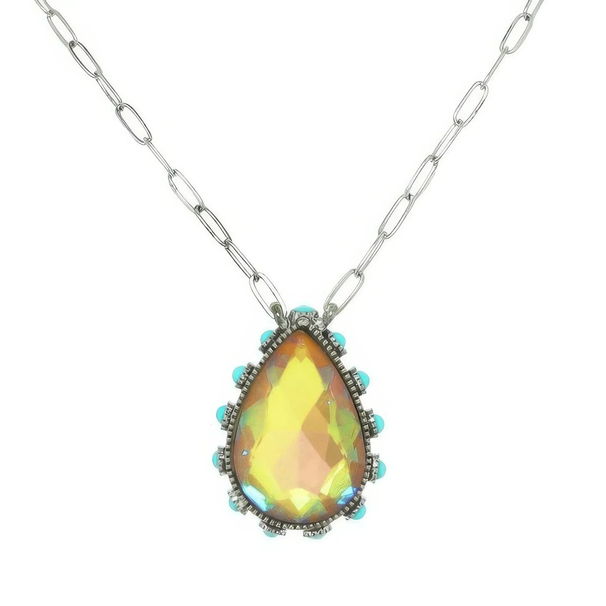 Western Teardrop Cut Gemstone Turquoise Necklace | Mixtshop LLC