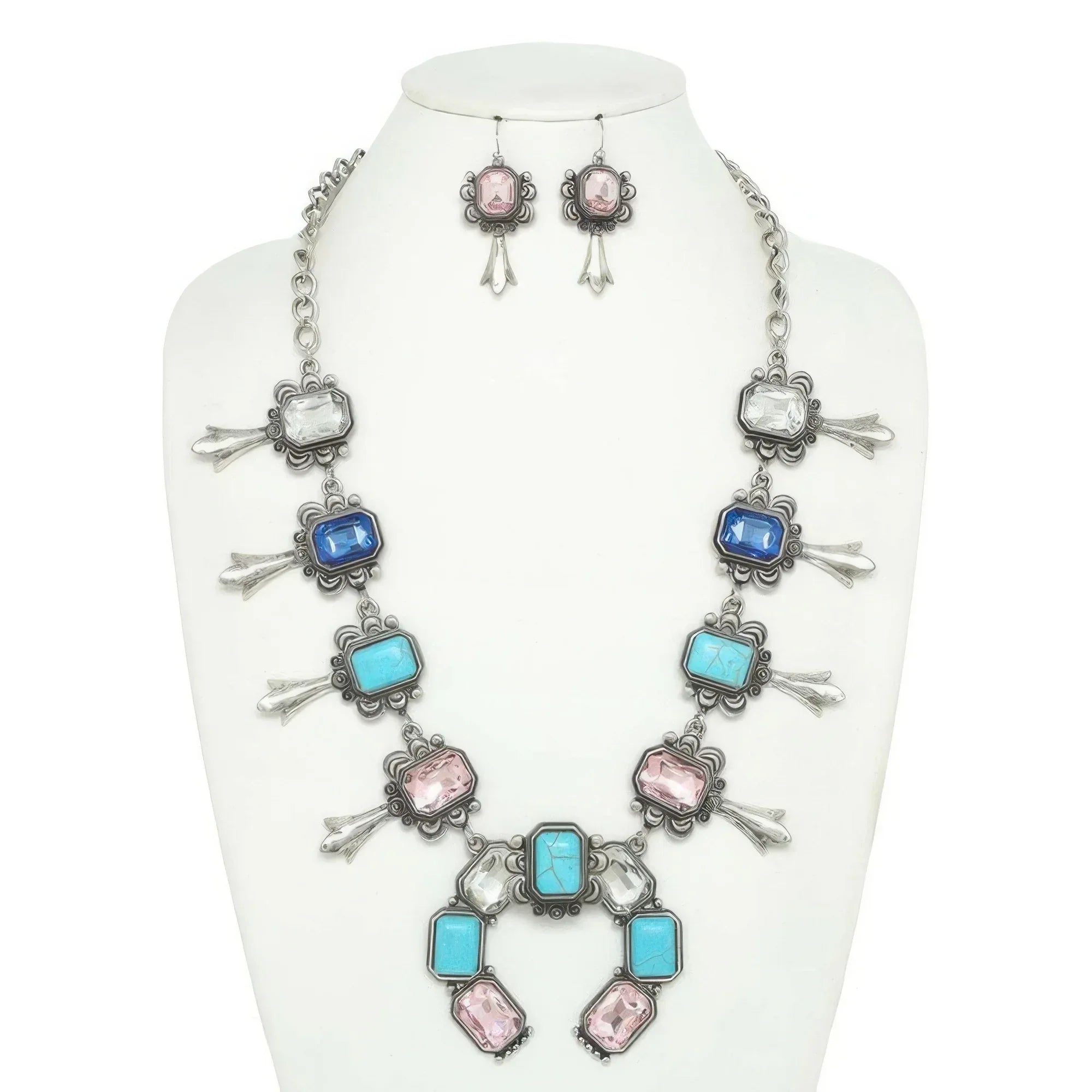 Western Gemstone Squash Blossom Necklace Set | Mixtshop LLC Main image
