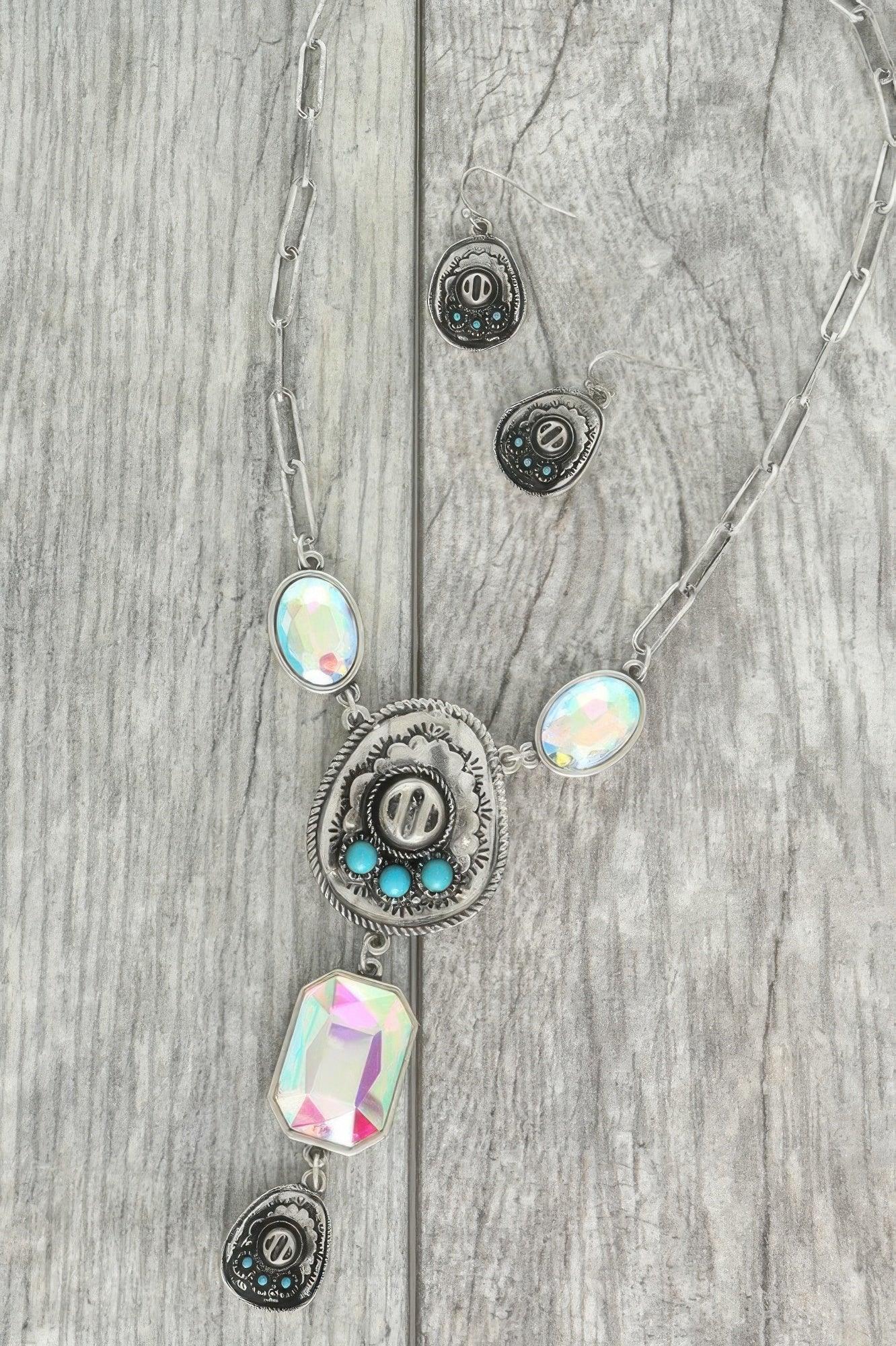 Western Gemstone Cowboy Hat Lariat Necklace Set | Mixtshop LLC