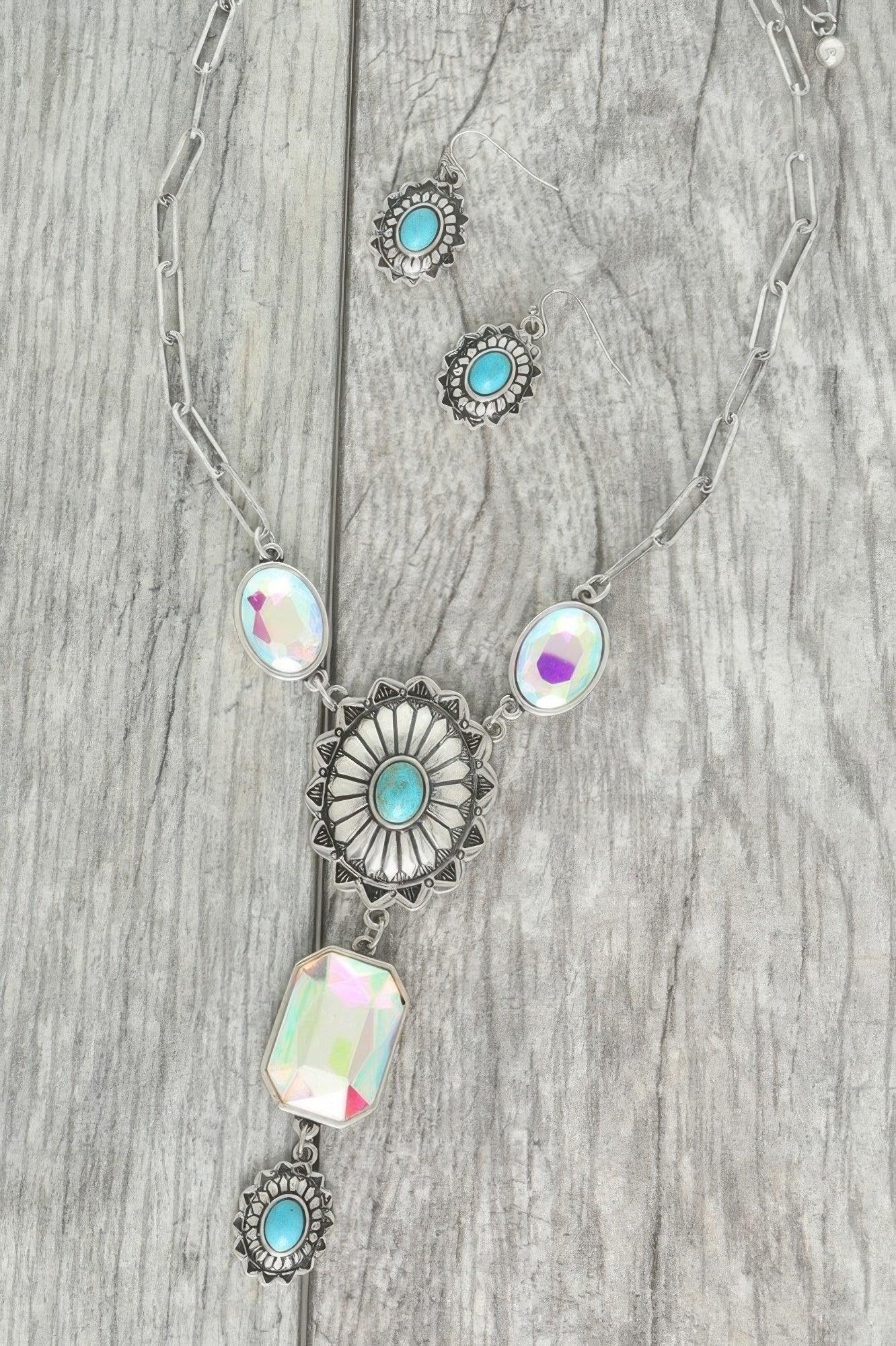 Western Cross Gemstone Turquoise Necklace Set | Mixtshop LLC