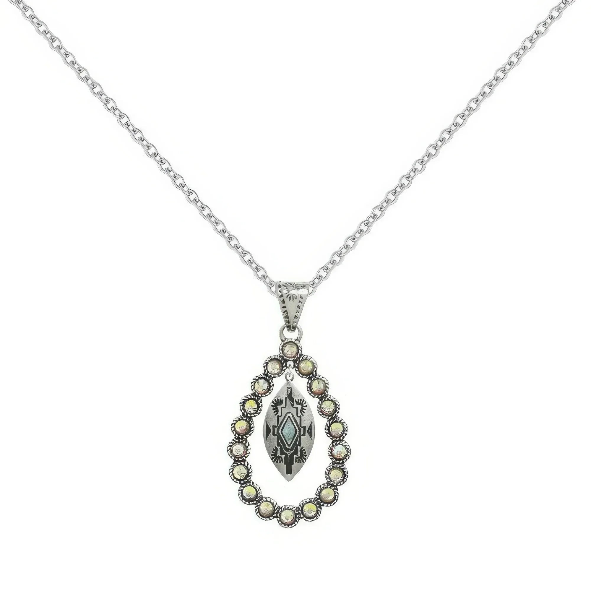 Western Rhinestone Open Teardrop Necklace | Mixtshop LLC Main image