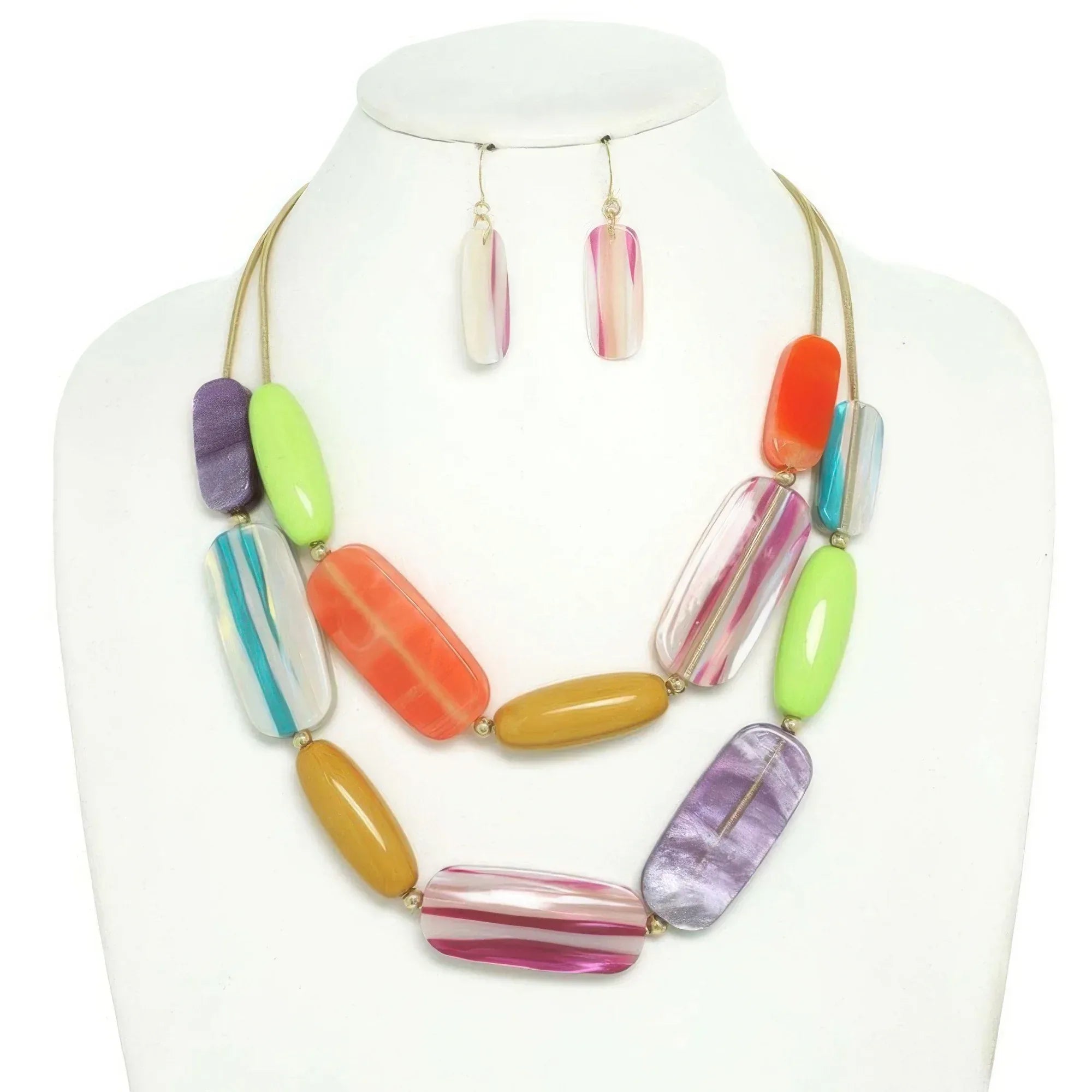 Multi Strand Natural Gemstone Beaded Necklace Set | Mixtshop LLC
