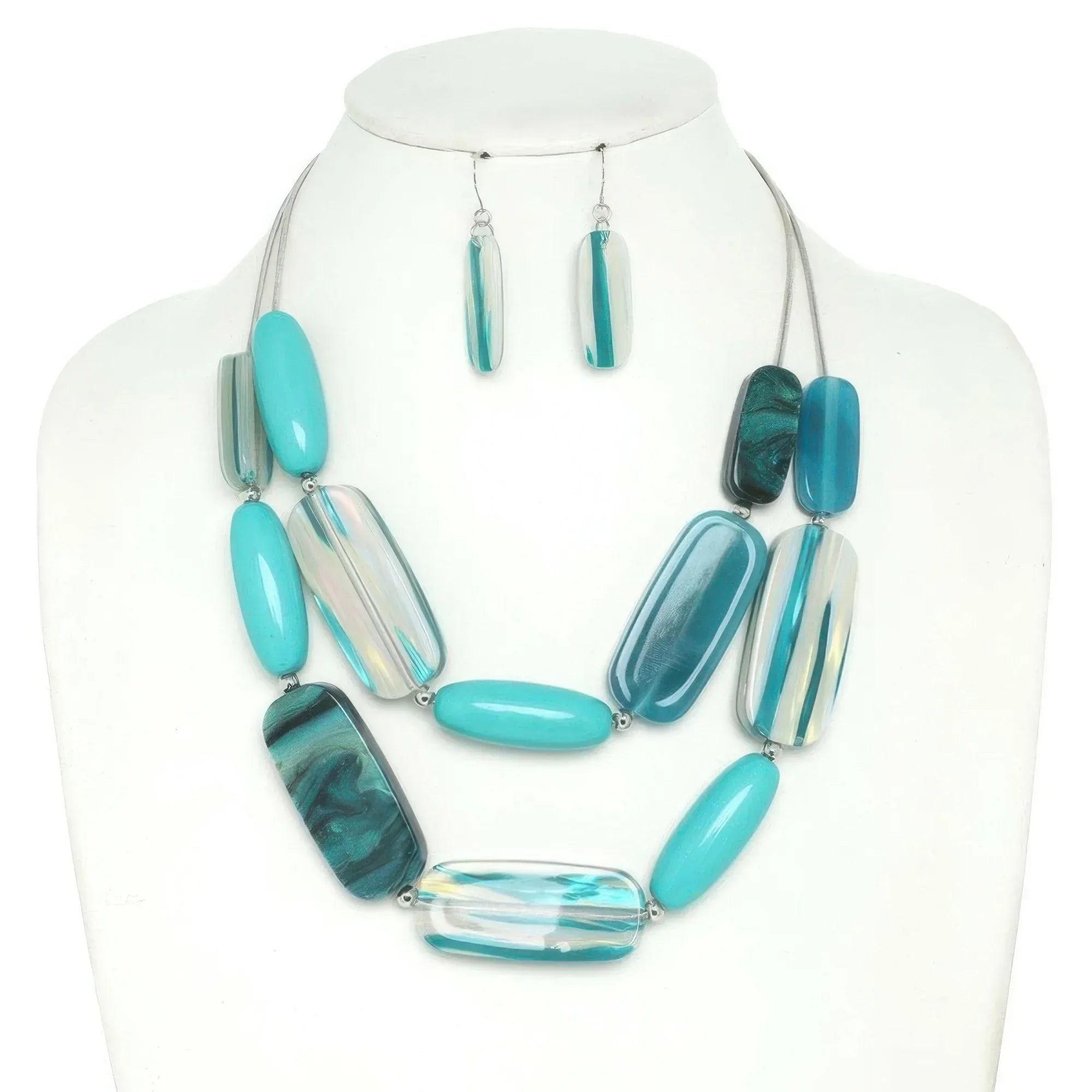 Multi Strand Natural Gemstone Beaded Necklace Set Secondary image