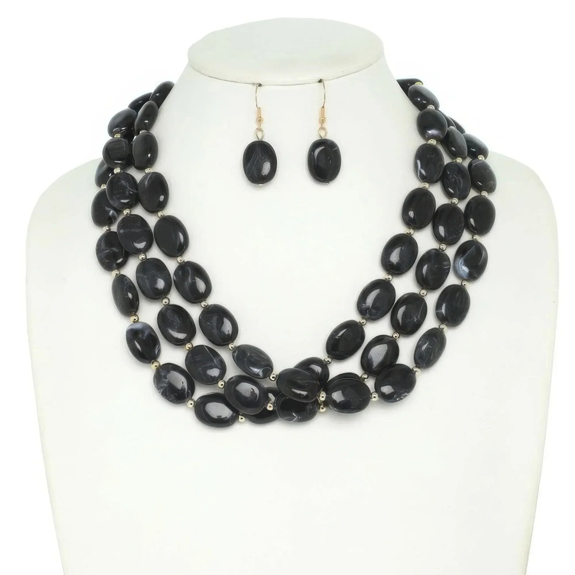 Multi Strand Natural Gemstone Beaded Necklace Set | Mixtshop LLC Main image