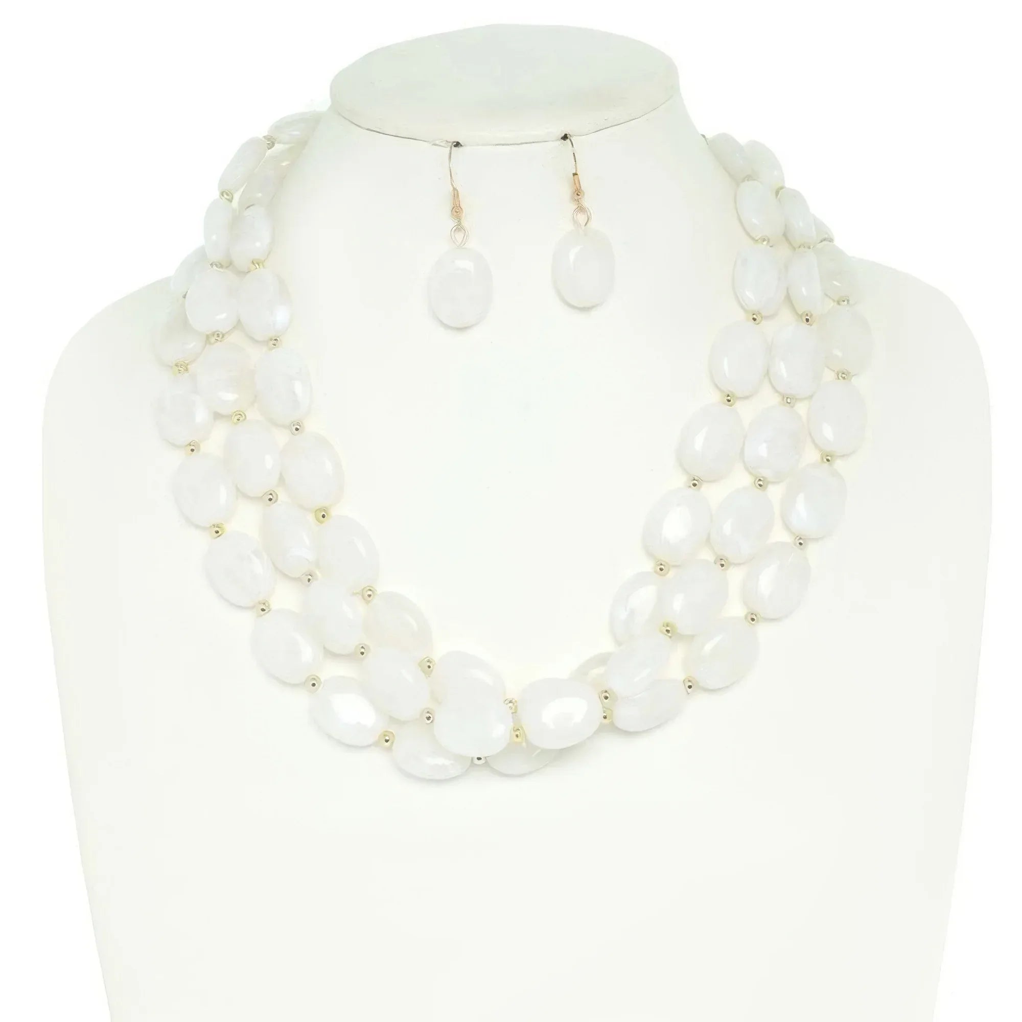 Multi Strand Natural Gemstone Beaded Necklace Set Secondary image