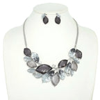 Jeweled Leaf Branch Cluster Bib Necklace Set | Mixtshop LLC