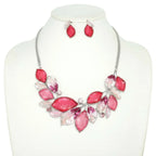 Jeweled Leaf Branch Cluster Bib Necklace Set | Mixtshop LLC