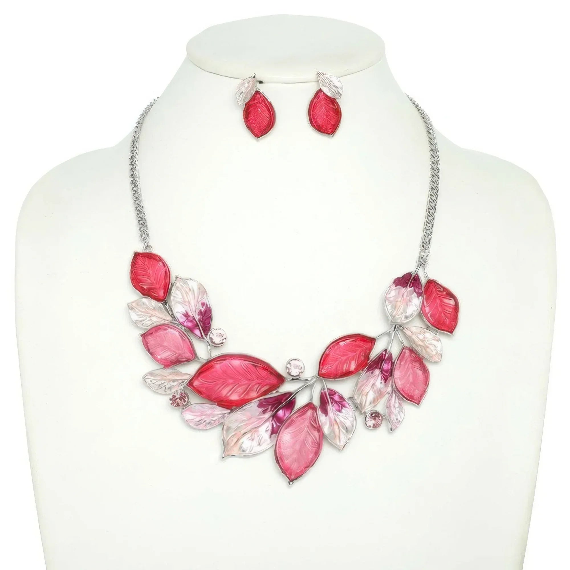 Jeweled Leaf Branch Cluster Bib Necklace Set | Mixtshop LLC
