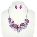 Jeweled Leaf Branch Cluster Bib Necklace Set | Mixtshop LLC