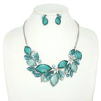 Jeweled Leaf Branch Cluster Bib Necklace Set | Mixtshop LLC