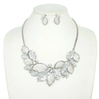 Jeweled Leaf Branch Cluster Bib Necklace Set | Mixtshop LLC