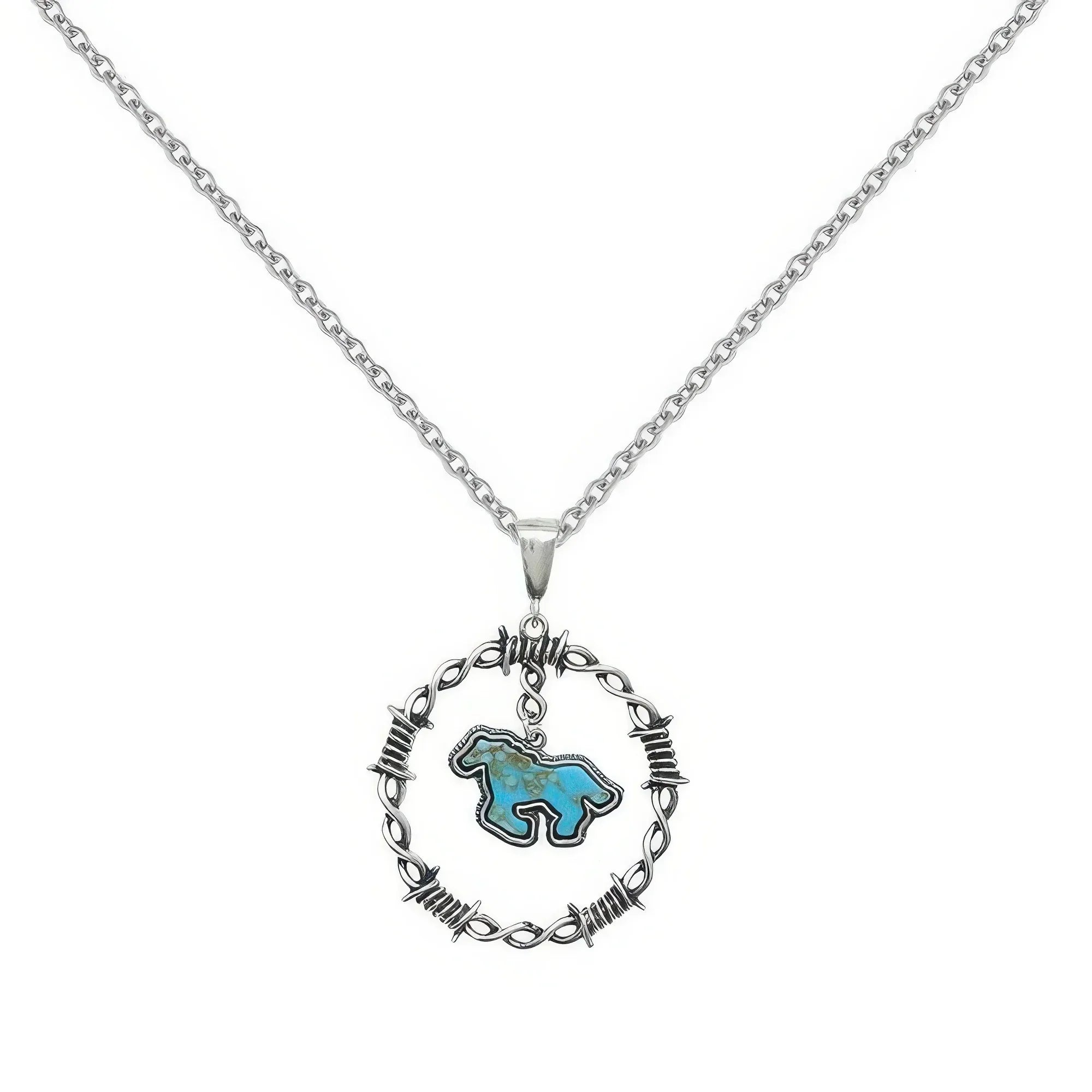 Western Running Horse Stone Barbed Wire Necklace Secondary image