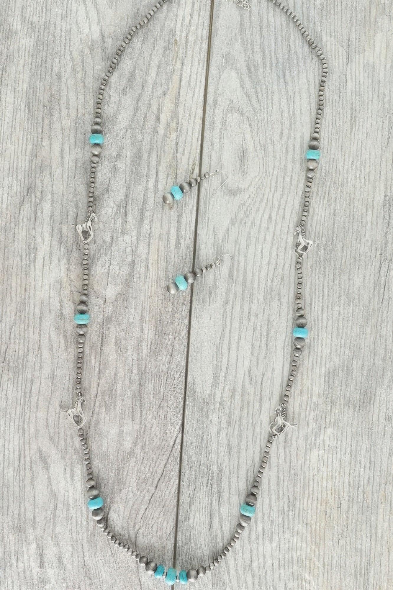 Western Navajo Pearl Equestrian Necklace Set | Mixtshop LLC Main image