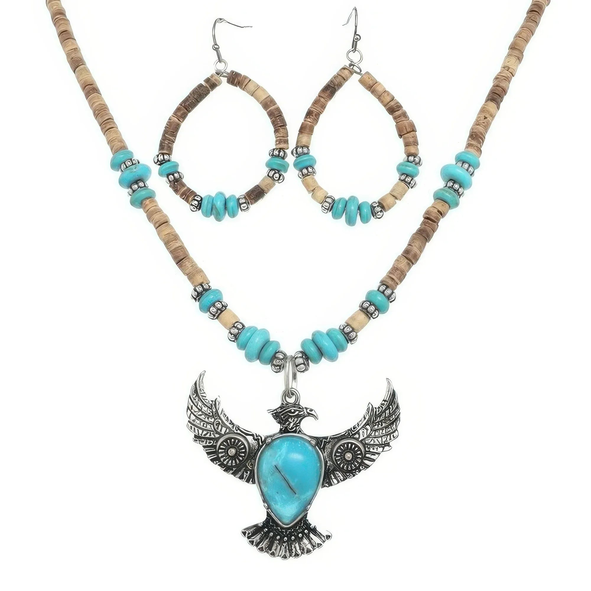 Western Wood Bead Mix Thunderbird Necklace Set Secondary image