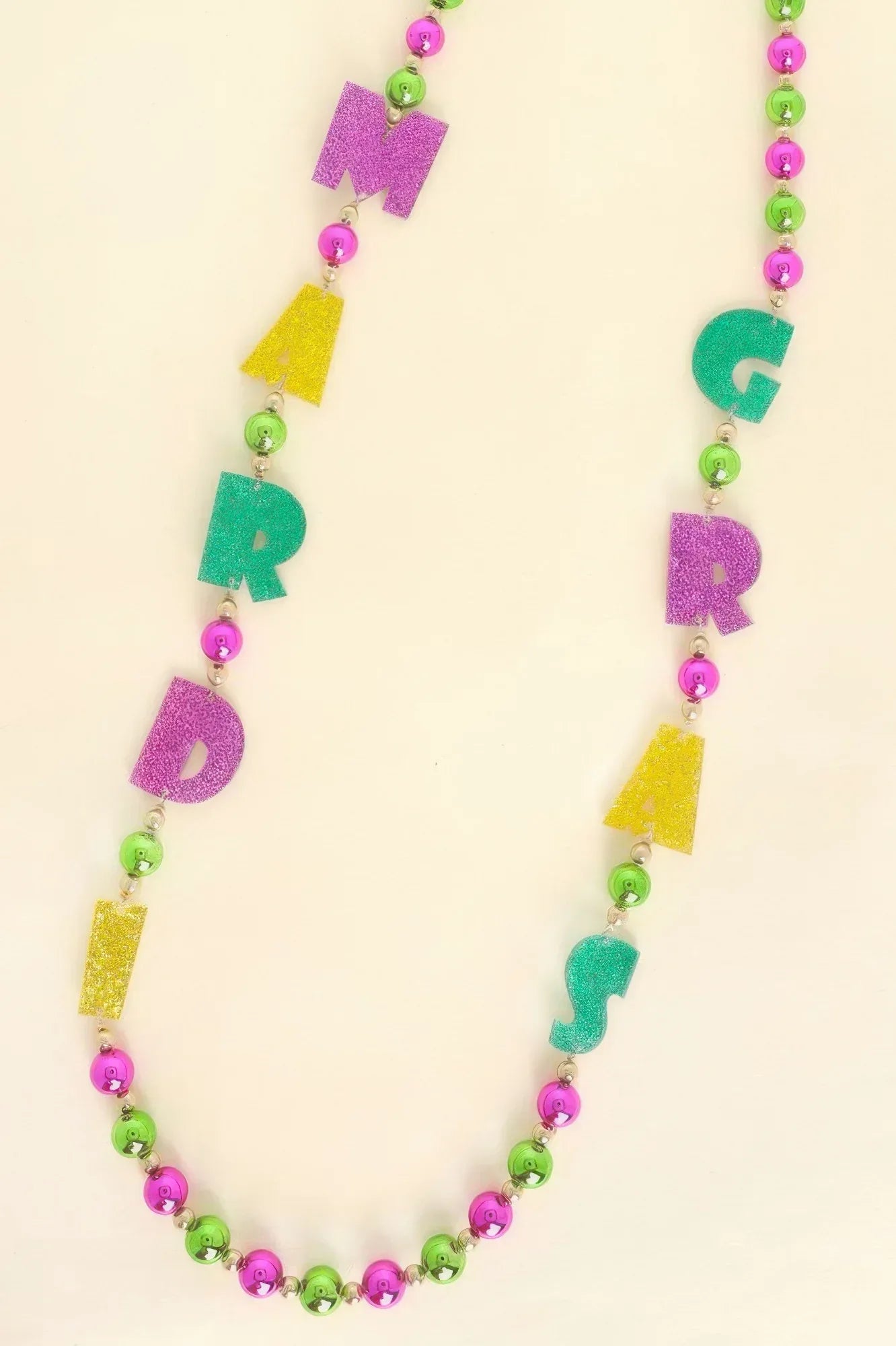 Mardi Gras Glitter Acetate Beaded Party Necklace | Mixtshop LLC Main image