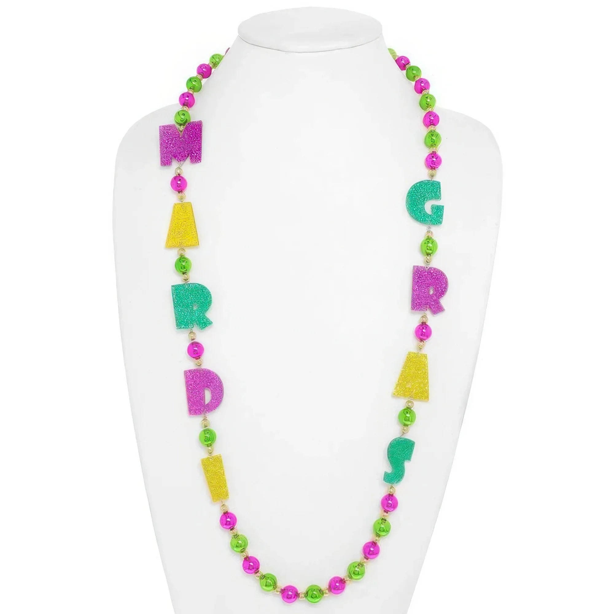 Mardi Gras Glitter Acetate Beaded Party Necklace Secondary image