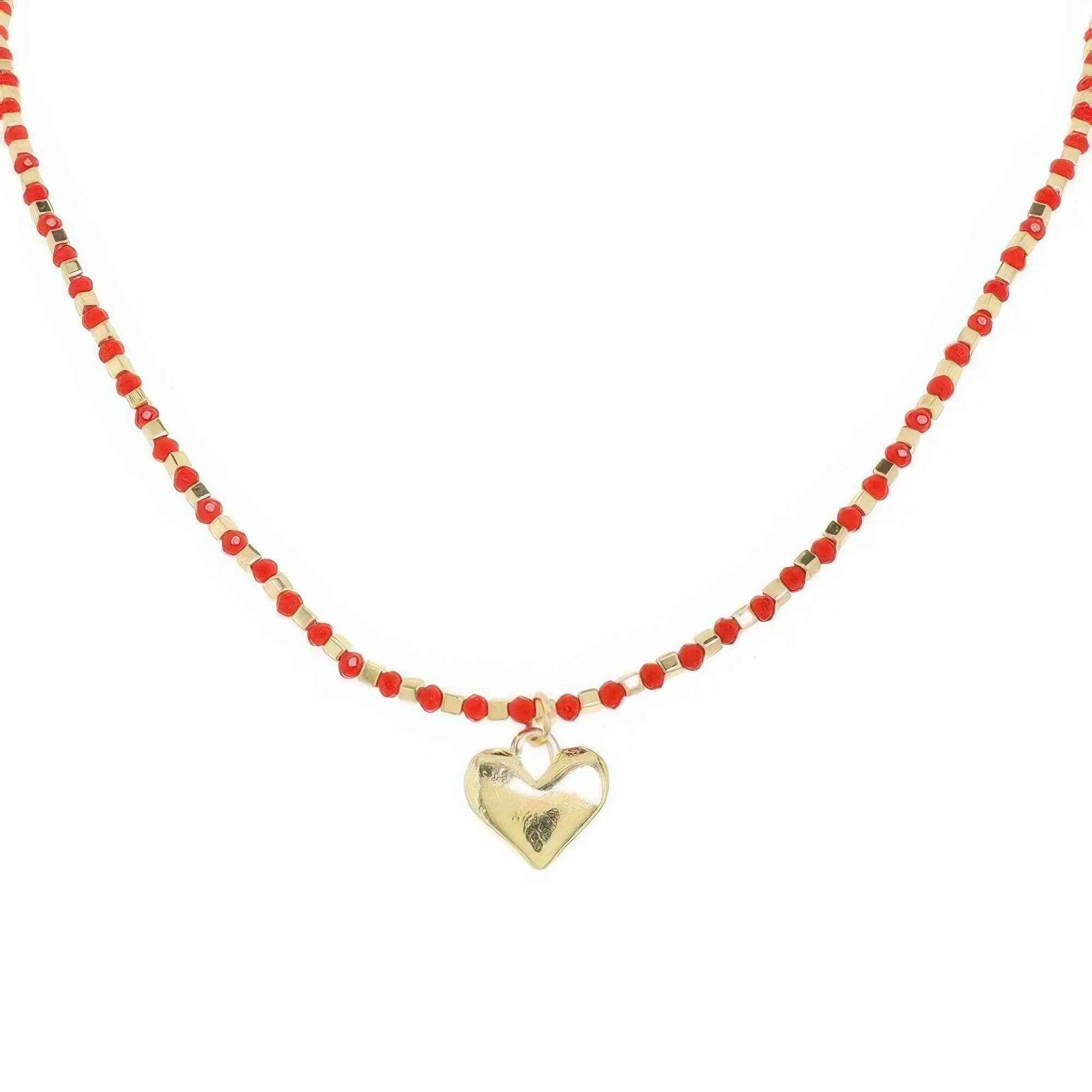Valentine's Day Beaded Heart Pendant Necklace | Mixtshop LLC