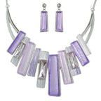 Geometric Fringe Gemstone Metal Bib Necklace Set | Mixtshop LLC