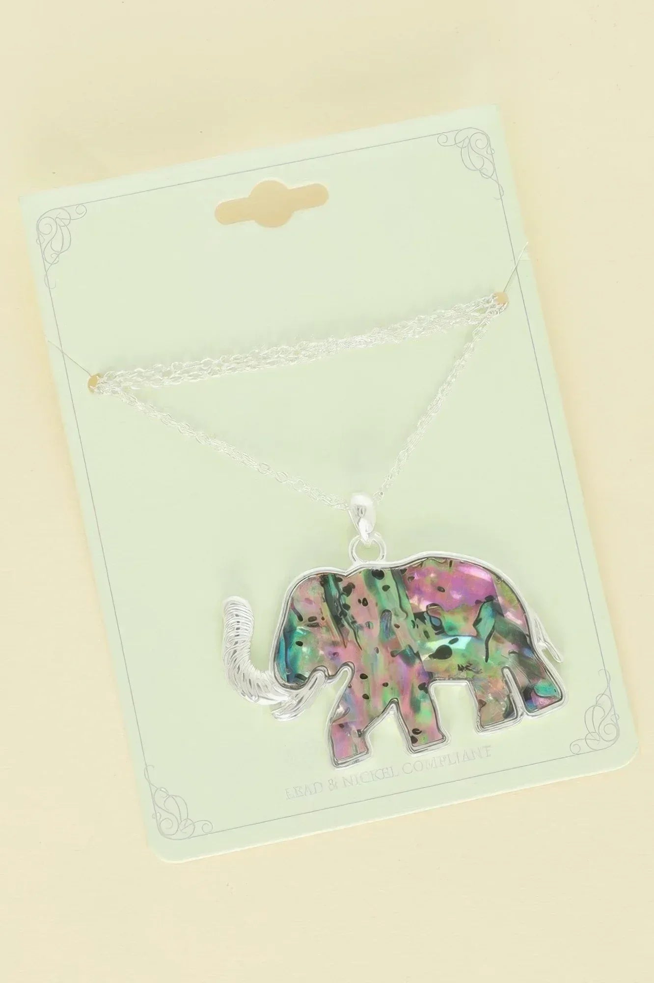 Safari Abalone Elephant Pendant Necklace | Mixtshop LLC Main image